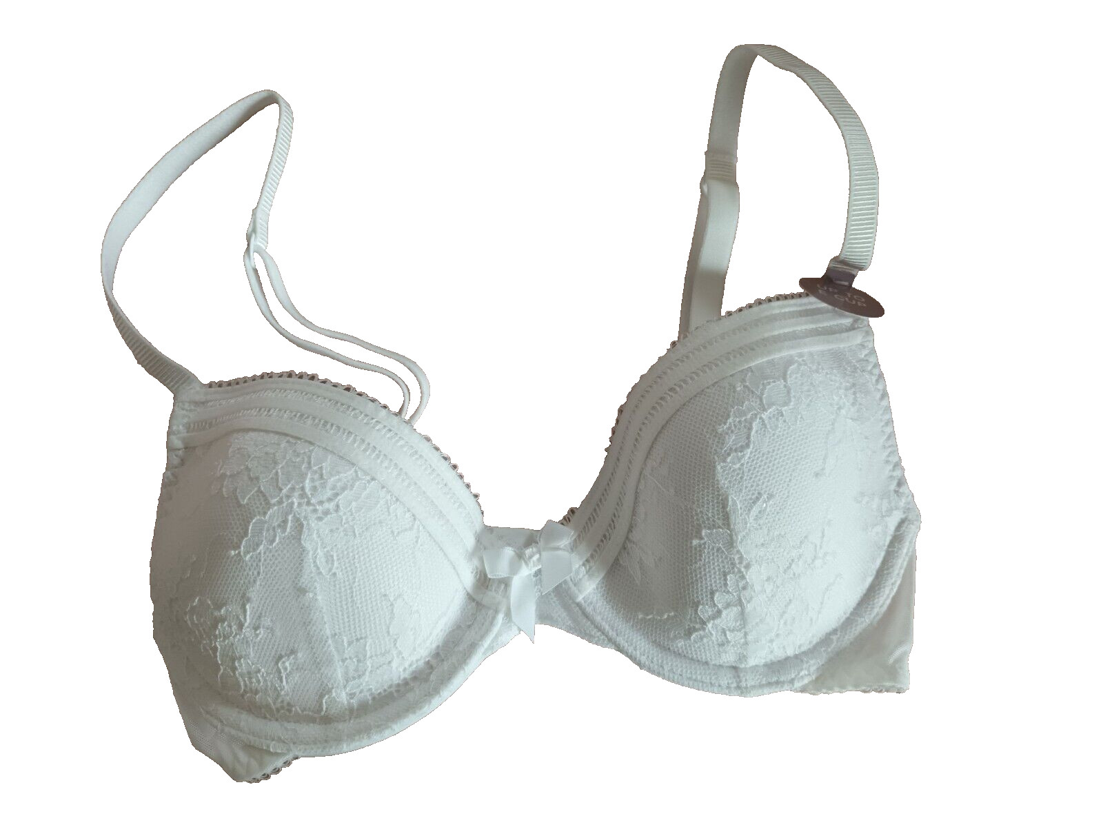 Marks & Spencer UK 30C White Underwired Evenly Padded Lace Cup Plunge Bra
