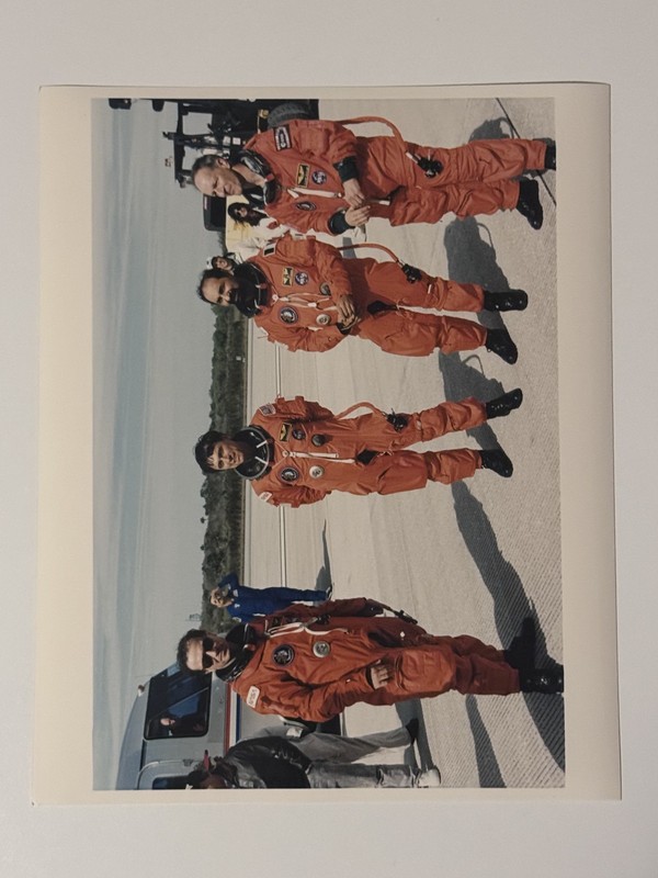 NASA STS-75 Crew Watch Post Landing Operations Press Photo