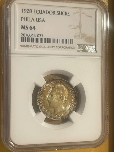 ECUADOR 1 SUCRE 1928 PHILADELPHIA USA NGC MS 64