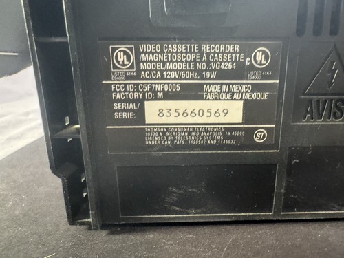 GE VCR Plus+ VG4264 Lettore VHS 4 teste stereo hi-fi senza telecomando - Foto 2 di 3