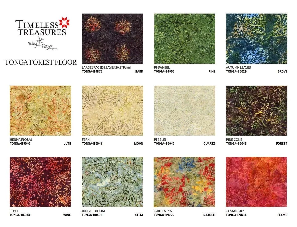 Timeless Treasures 汤加蜡染森林地板大间距叶子 20.5 英寸面板树皮 — 第 3/4 张图片