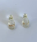 Vintage 1963 BARBIE CLEAR OPEN TOE HEELS SHOES GOLD GLITTER Japan FREE SHIP