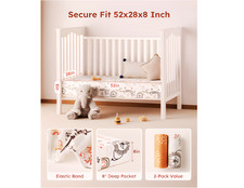 Yoofoss Baby Crib Sheets 2 Pack for Boys and Girls - 52x28 Fitted Crib Sheet