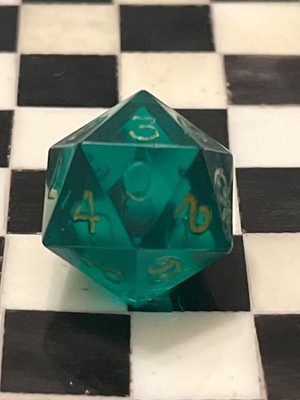 Vintage Gamescience d20 0-9 twice dark green gem rpg ad&d dice 121524@