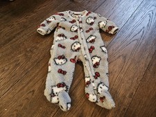 Hello Kitty Plush Bodysuit Grey Full Zip Newborn NB Used Condition Gray
