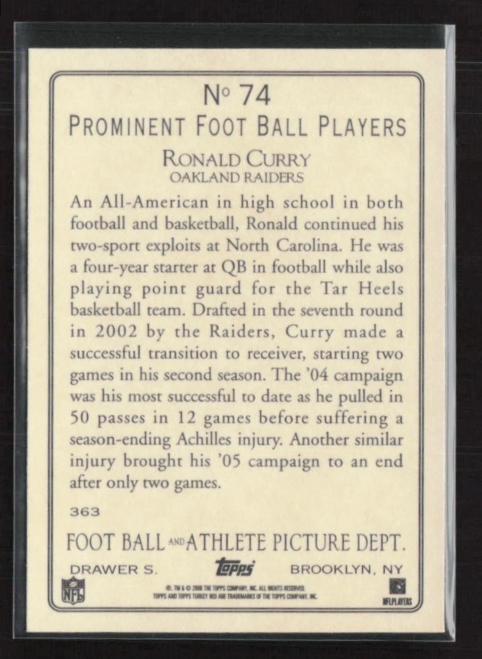 2006 Topps Turkey Red #74 Ronald Curry Oakland Raiders (H) - Image 2 of 2