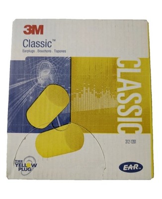 3M E-A-R Classic Earplugs 312-1201 NRR 29 Uncorded Yellow 200 Pair Box