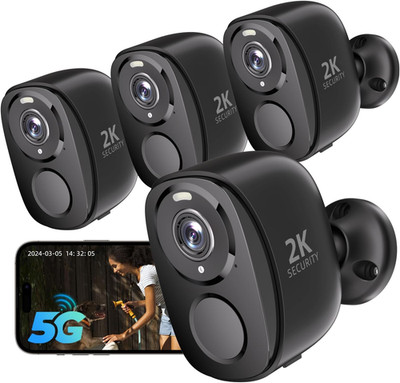 Rraycom 4Pack 5G/2.4G Security Cameras Wireless Outdoor,2K Battery Powered AI Mo