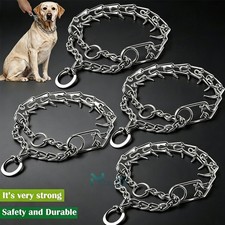Large Metal Adjustable Dog Training Prong Collar Pinch Choke Chain Steel L: 60cm