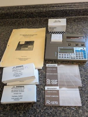 Vintage Sharp PC-1270 Pocket Computer Printer Interface CE-123P BUNDLE