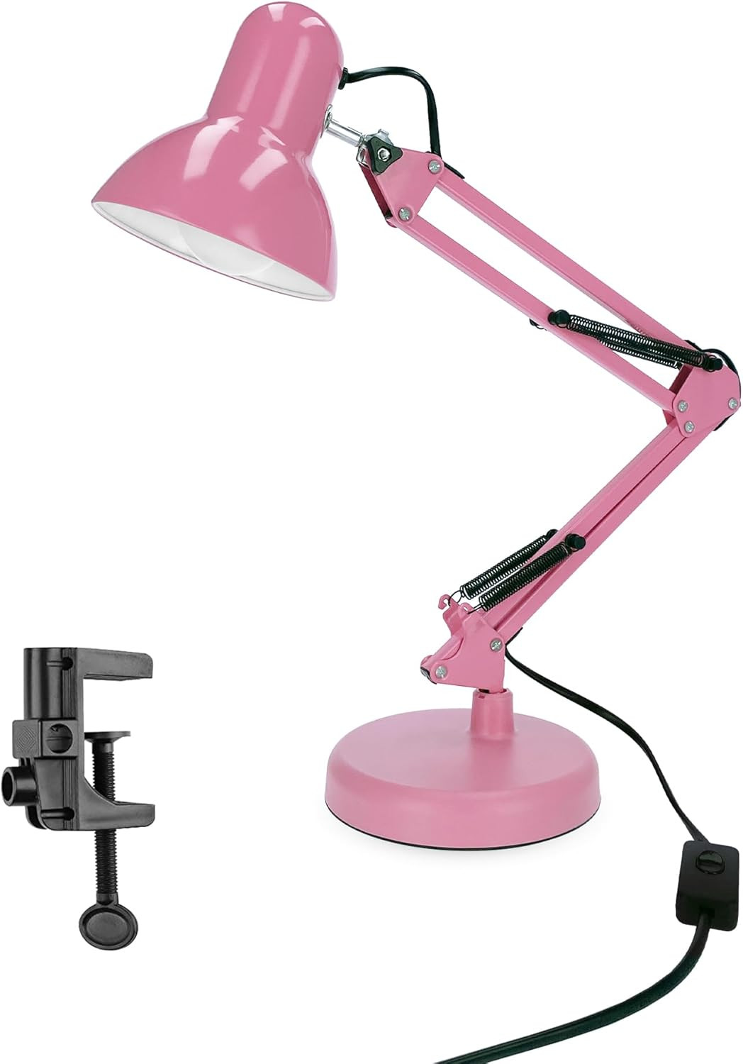 Lampada da Tavolo Vintage Rosa PIXI con Pinza E27 - Design Retrò Chic