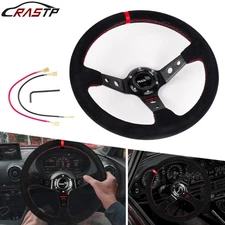 14inch 350mm Deep Dish 93mm Drifting Racing Steering Wheel Suede Leather