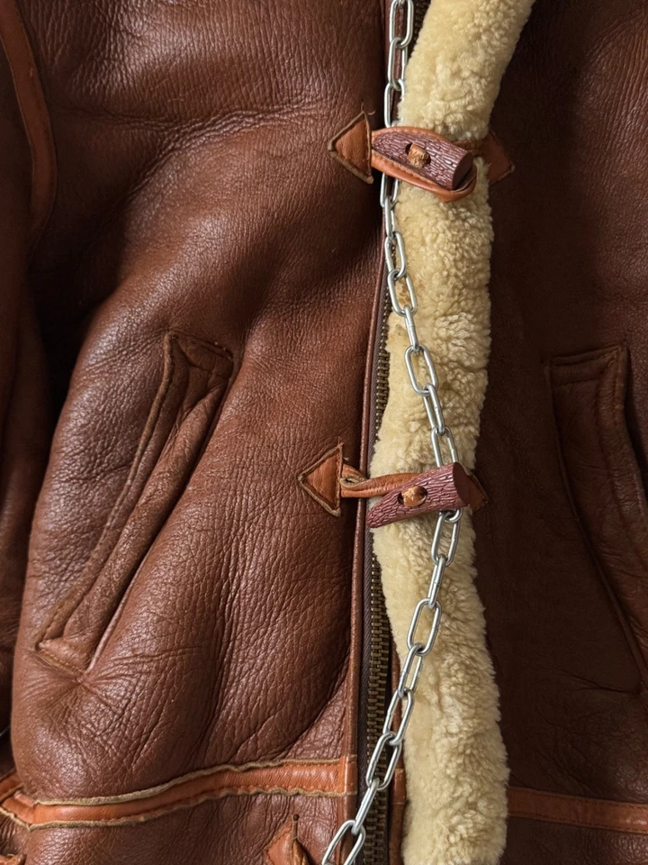 1970-е винтажная Англия B3 из натуральной овчины с капюшоном куртки размер M - Изображение 4 из 4