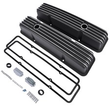 Finned Aluminum Tall Valve Covers For Chevy Small Block 283 302 400 58-86 Black Finned Aluminum Tall Valve Covers For Chevy Small Block 283 302 400 58-86 Black