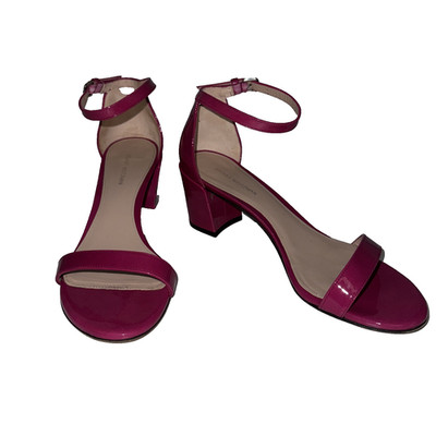Stuart Weitzman Nudist Block Patent Leather hot Pink Heels Shoes Size 8 $500