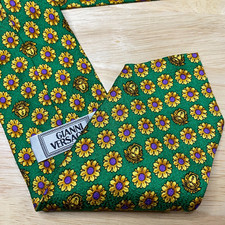 Vintage Gianni Versace Silk Neck Tie Medusa Logo Baroque Floral Made in Italy