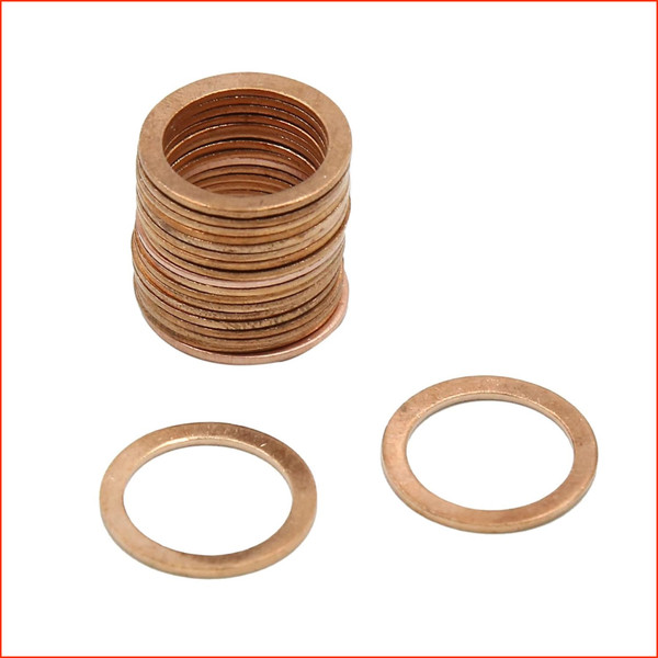 Ringe Kupfer Flache Unterlegscheiben Dichtungsringe 14Mm 20 StüCk Auto ZubehöR-image