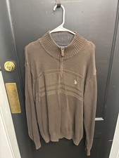 Polo Ralph Lauren Men  s Brown Quarter Zip Sweater - Size XXL