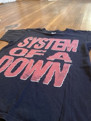 System of A Down Men's T-Shirt Size M Vintage Band Tee All Over Print Black Tee
