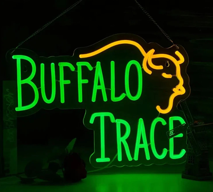 Buffalo Trace LED Neon Sign With Dimmer USB Powered Adjustable Light