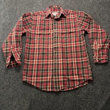 Carhartt Vintage Plaid Flannel Shirt Heavy Duty Rugged Outdoor Work Men Sz M Red