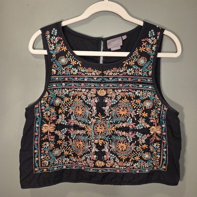 Vanessa Virginia Anthropologie Embroidered Beaded Sleeveless Top, Women's Size L