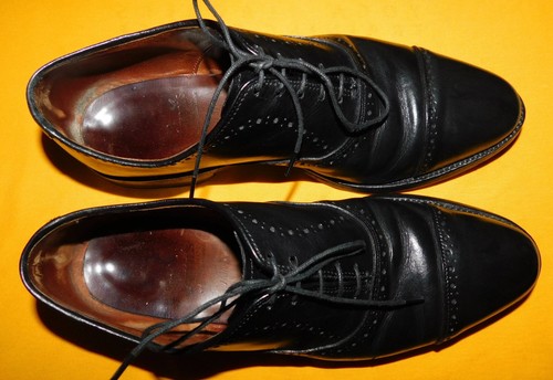ALLEN EDMONDS HALE MADE IN U.S.A. BLACK BROGUE CAP TOE OXFORD SHOES SIZE 8D. - Picture 2 of 9