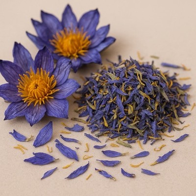 2 oz  Premium Blue Lotus Flowers   Nymphaea Caerulea   Whole   Fresh