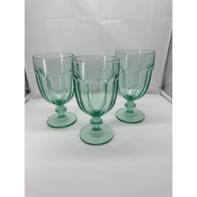 Set of 3 - Libbey Duratuff Gibralter Spanish Green goblets 