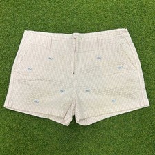 Vineyard Vines Womens Pink Seersucker Whale Embroidered Shorts Size 14 Preppy
