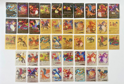 Pokemon Binder Dragons 50 Charizards Gold Silver Black Foil Fan Art No Repeats