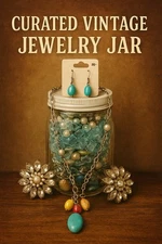 Vintage And Fashion Mystery Jewelry Jar! Quart Size! With Extras!