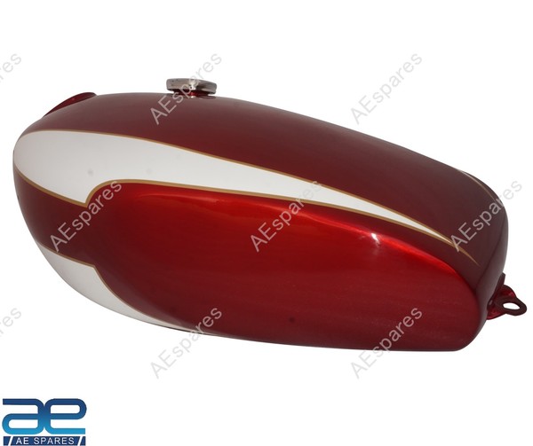 FüR Triumph T160 Kirsche Und Weiß Lackierter Benzintank Aes-image