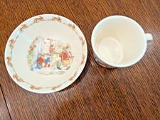 Royal Doulton Bunnykins Cup  Bowl Set 1988 Vintage Ceramic Baby Tableware VGC