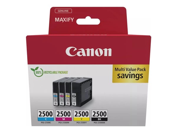 Canon PGI-2500 / 9290B006 Tinten Sparset Schwarz, Cyan, Magenta, Gelb (4 StüCk)-image
