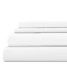 4-Piece White Solid Microfiber Queen Sheet Set