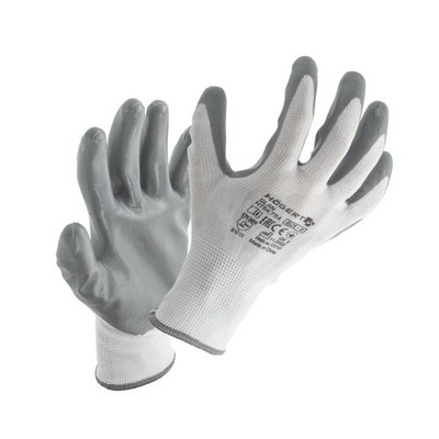 GLAN nitrilbeschichtete Schutzhandschuhe, weiß/hellgrau, Größe 8, reiß und st...