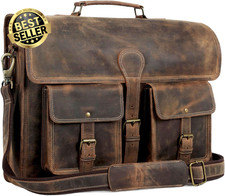 Leather Laptop Messenger Bag 18" Briefcase Satchel for Men Women Office Work