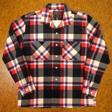 NWOT BEAMS Plus Made in Japan Corduroy Check Print Camp Collar Overshirt Small