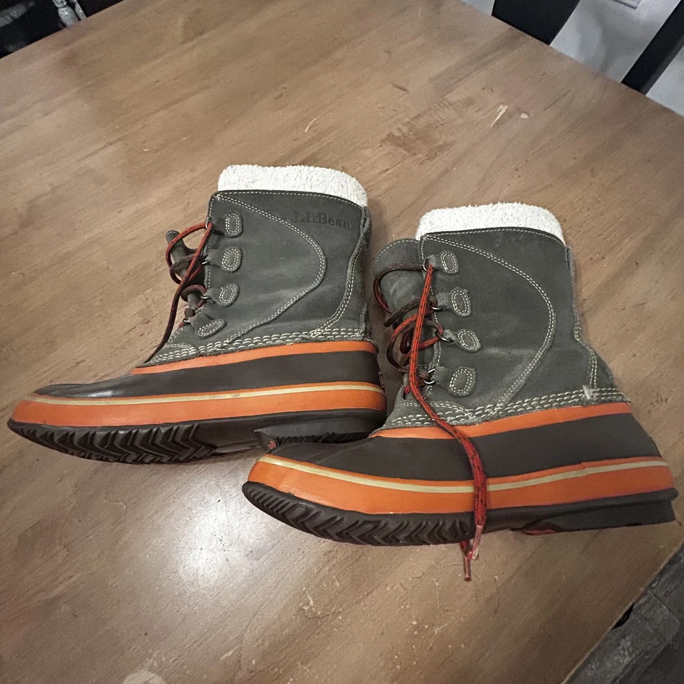 LL Bean Botas Niños 6 Marrón Naranja Aislado Impermeable Invierno Nieve Zapatos Sherpa Foto 4 de 4