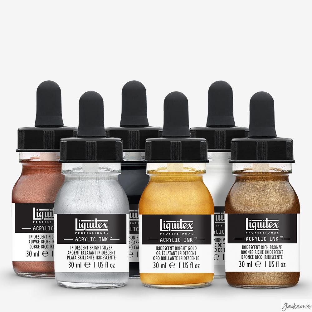 Liquitex Professional Acrylic Ink Metallic Set 6 x 30ml For Art Illustration ...