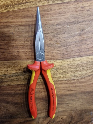KNIPEX 2616200 - Flachrundzange VDE (Storchschnabelzange) - 200 mm Spitzzange