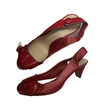 Vintage Red Women's made in vietnam Leather heel Sandals size 5 SKU 1391