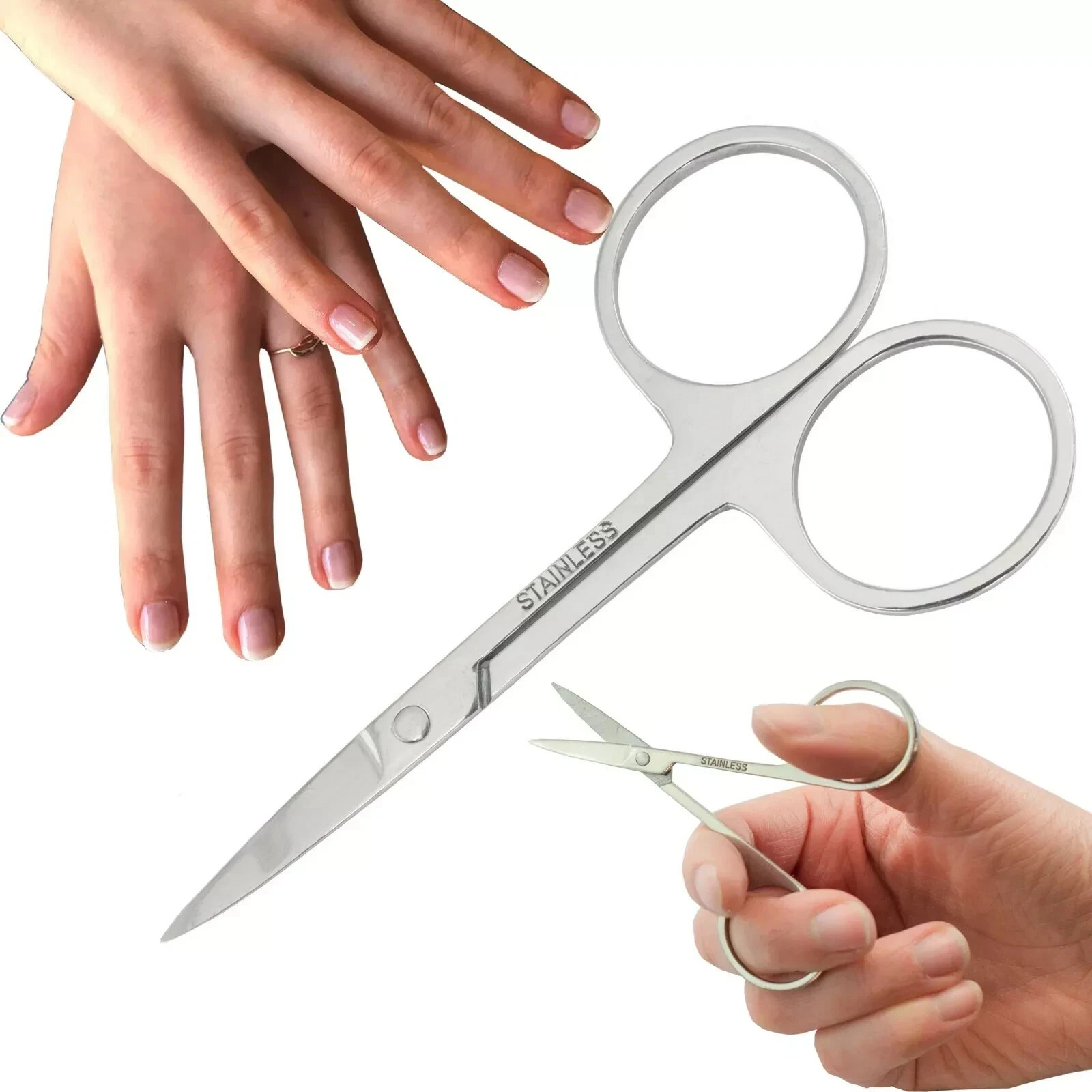 Stainless Steel Nail Scissors STRAIGHT EDGE Toe Finger Cuticle Pedicure Manicure