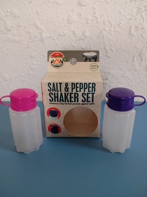 Camping Salt & Pepper Shaker Set with No Spill Flip Lid