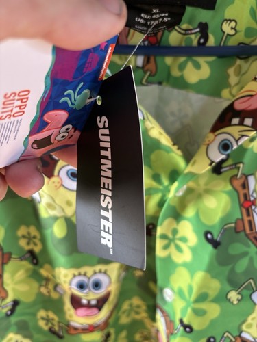 NWT Oppo Suits SpongeBob Squarepants Tiki Shirt Size XL Button Up Hawaiian Look - Picture 4 of 4