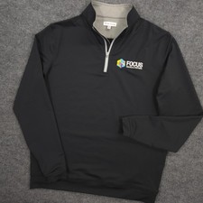 Peter Millar Crown Sport Perth Performance 1/4 Zip Mens M Black Company Logo