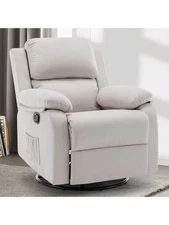 360 Swivel Rocker Recliner Upholstered Fabric Glider Small Space Nursery Chair