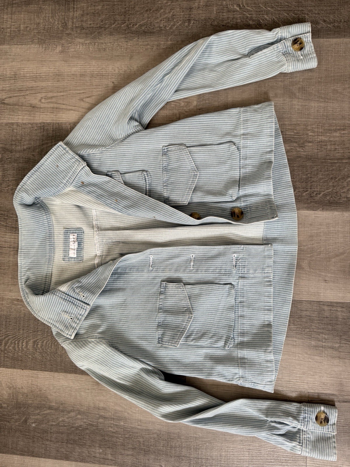 Loft Cropped Jacket Size Xs Stripped Blue And White