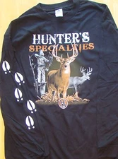 HUNTERS SPECIALTIES DEER BOW HUNTING LONG SLEEVE T-SHIRT BLACK NEW FREE SHIPPING